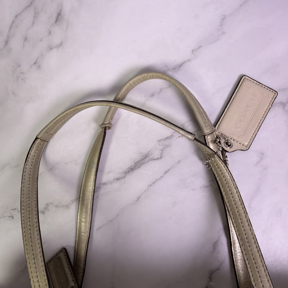 Coach Chelsea Leather Stripe Platinum Charlie ToteBag Purse J1126 18962 - Picture 8 of 15